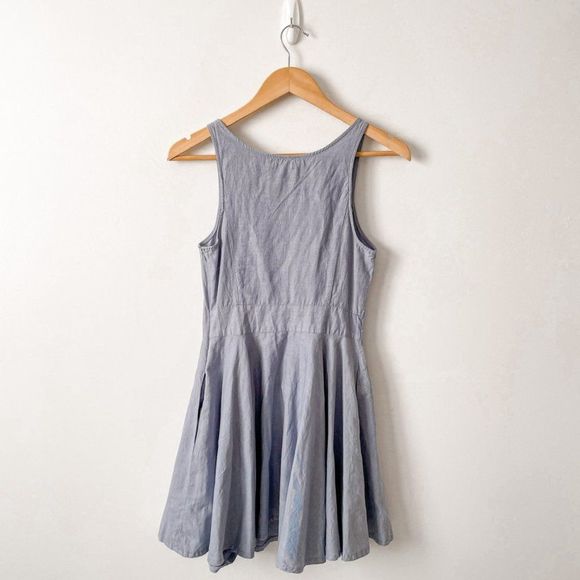 UO Kimchi Blue Chambray Fit & Flare Dress Sz 2 - Picture 3 of 9